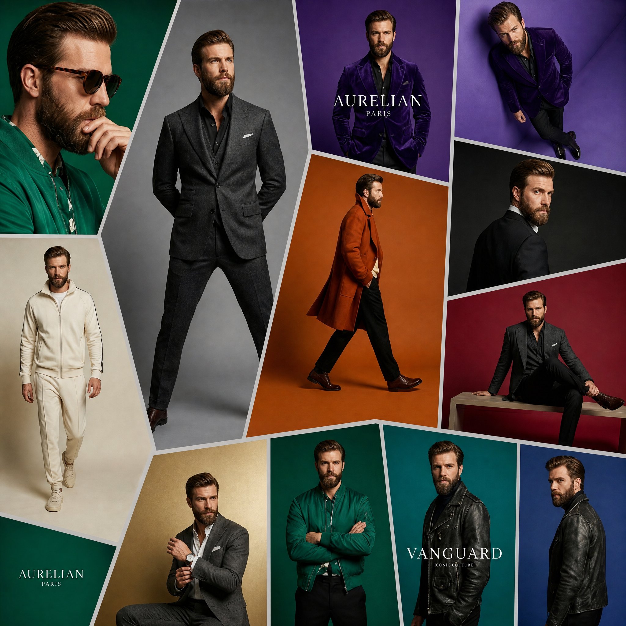 好莱坞男模时尚艺术画报板块 / Hollywood Male Model Fashion Art Panels,人像与摄影,人像、电影感、时尚,案例输出图 1