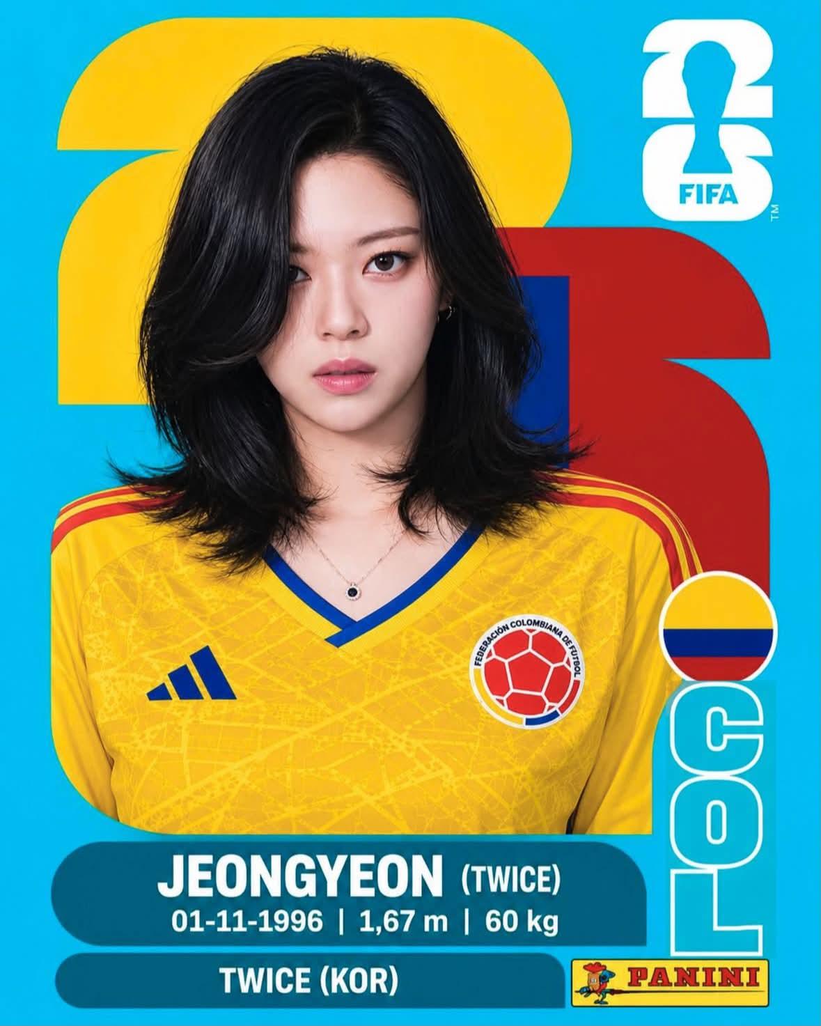 2026世界杯Kpop偶像哥伦比亚球星贴纸卡 / Panini Fifa 2026 Kpop Colombia Sticker Card，人像与摄影，人像、电影感、排版，案例输出图 2