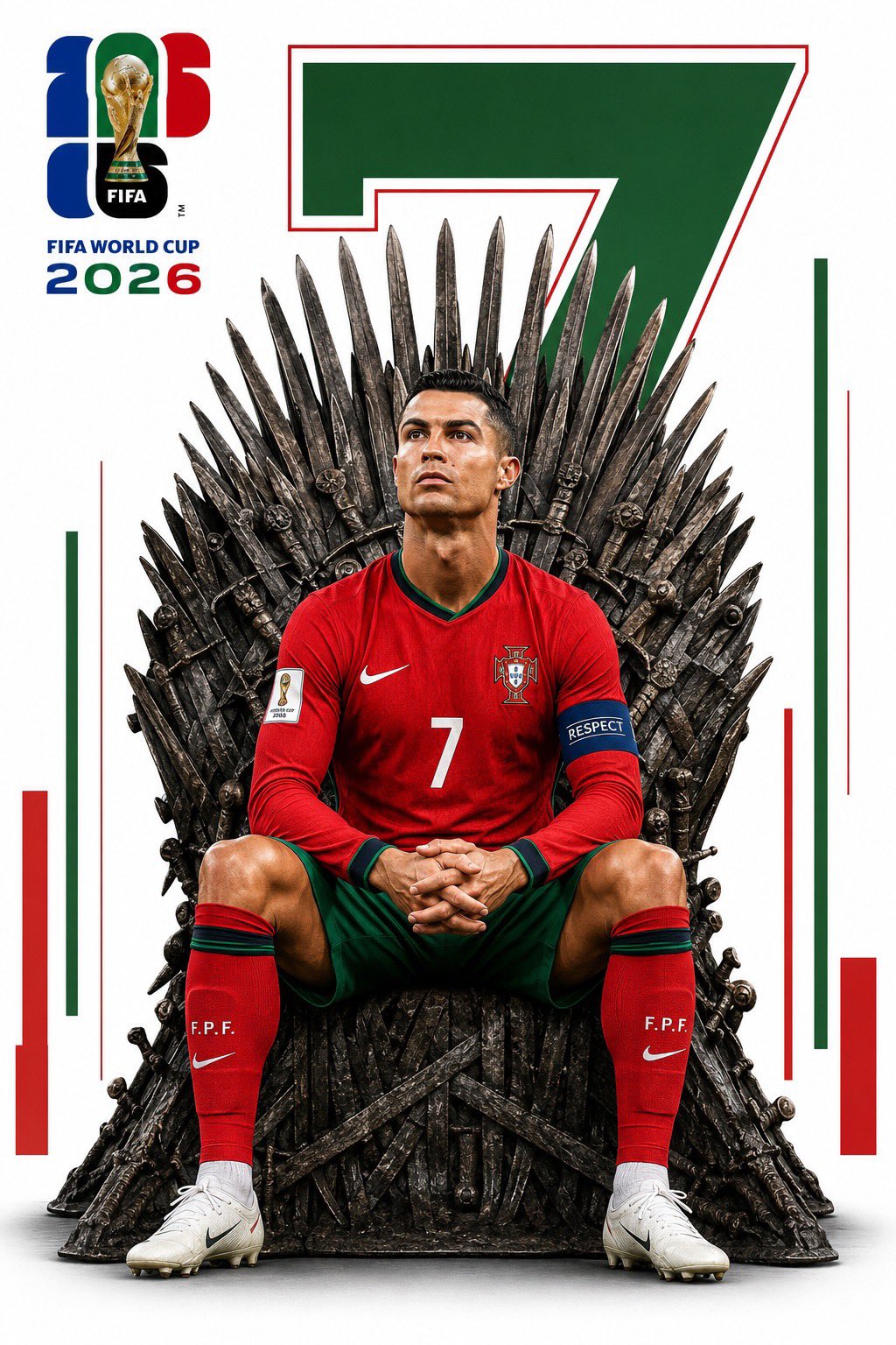 2026世界杯球星铁王座运动海报 / Fifa World Cup 2026 Iron Throne Sports Poster，人像与摄影，人像、海报、插画，案例输出图 1