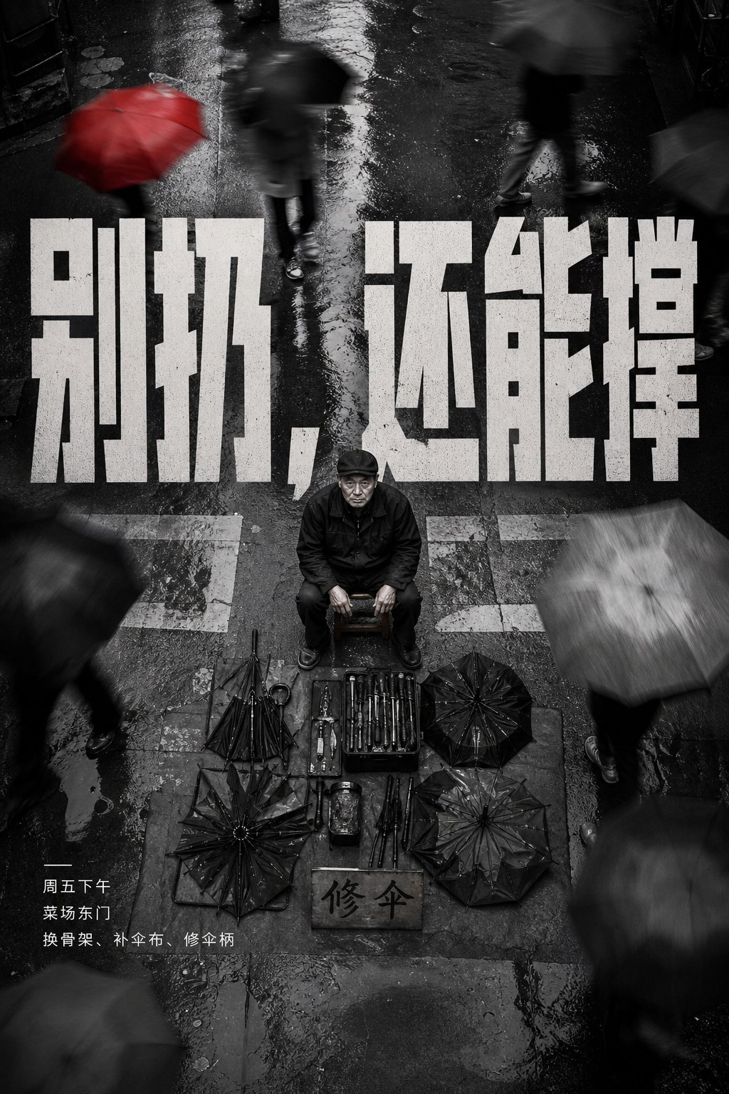 俯视街头反差感发廊宣传海报 / Top Down Street Contrast Barbershop Poster,人像与摄影,人像、海报、截图,案例输出图 1