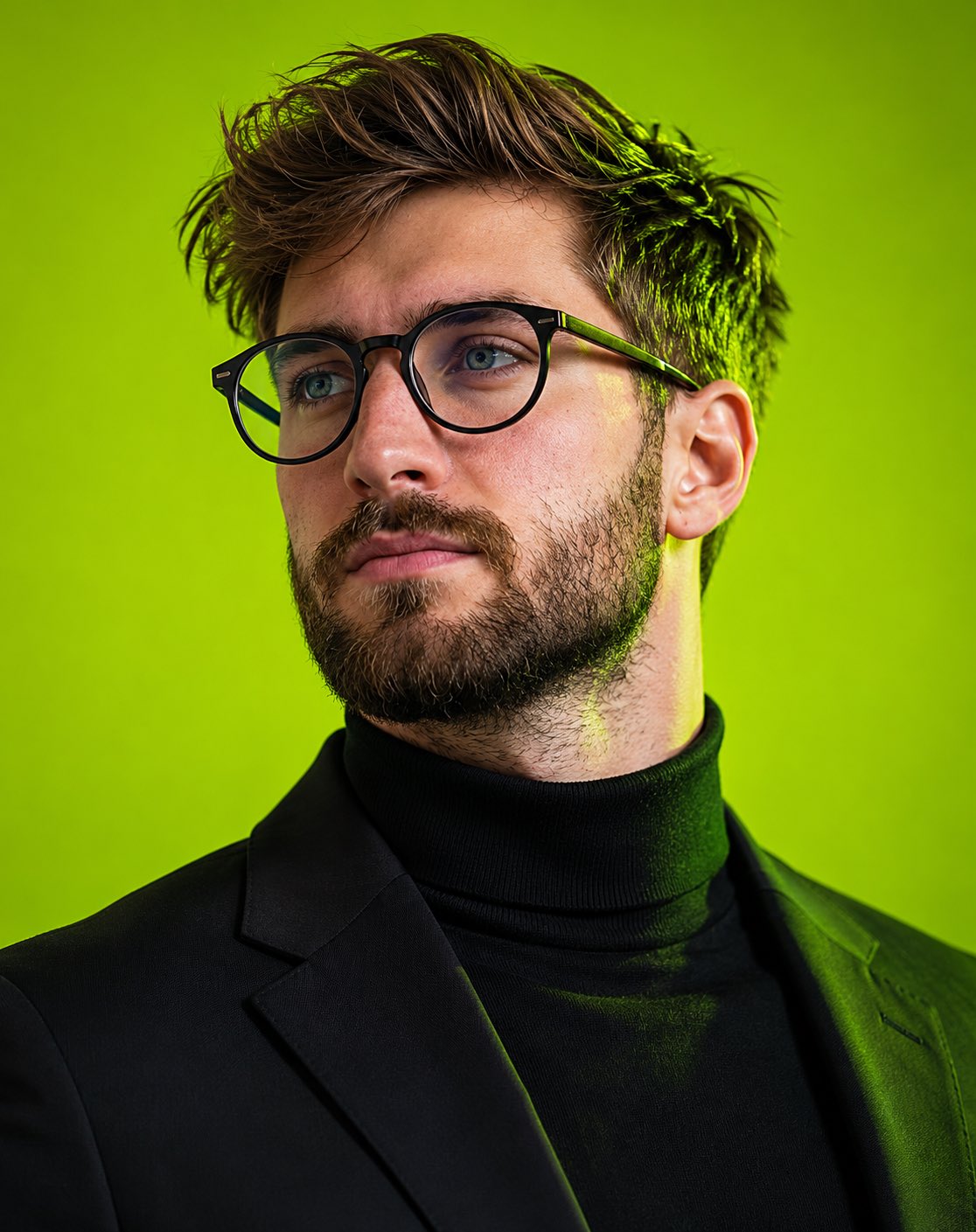 科技精英男士时尚编辑风格人像 / Ultra Realistic Tech Founder Editorial Portrait,人像与摄影,霓虹、人像、电影感,案例输出图 1