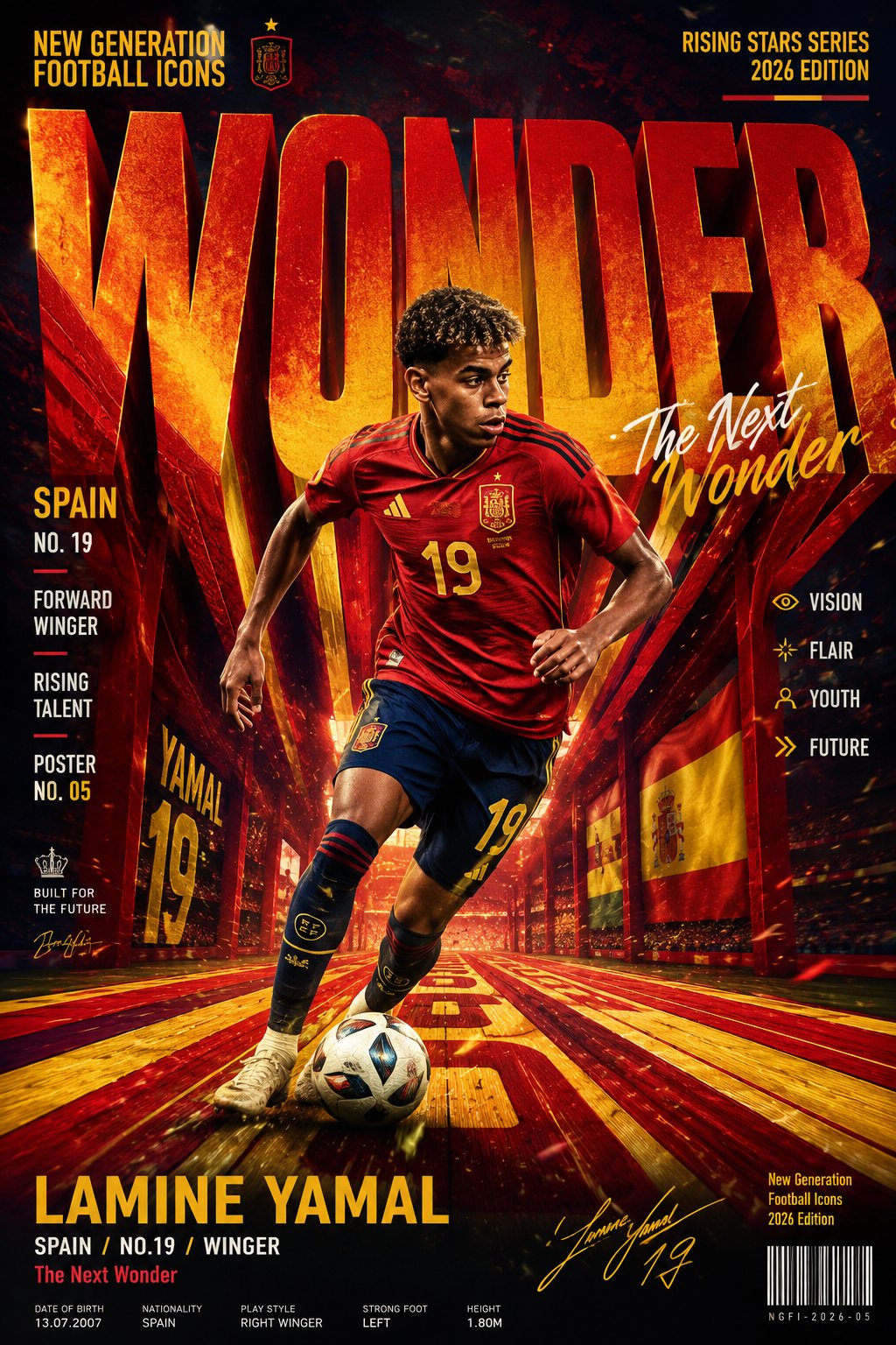 全球足球明星运动宣传海报指令 / Global Football Star Campaign Poster Prompt，人像与摄影，人像、电影感、海报，案例输出图 2