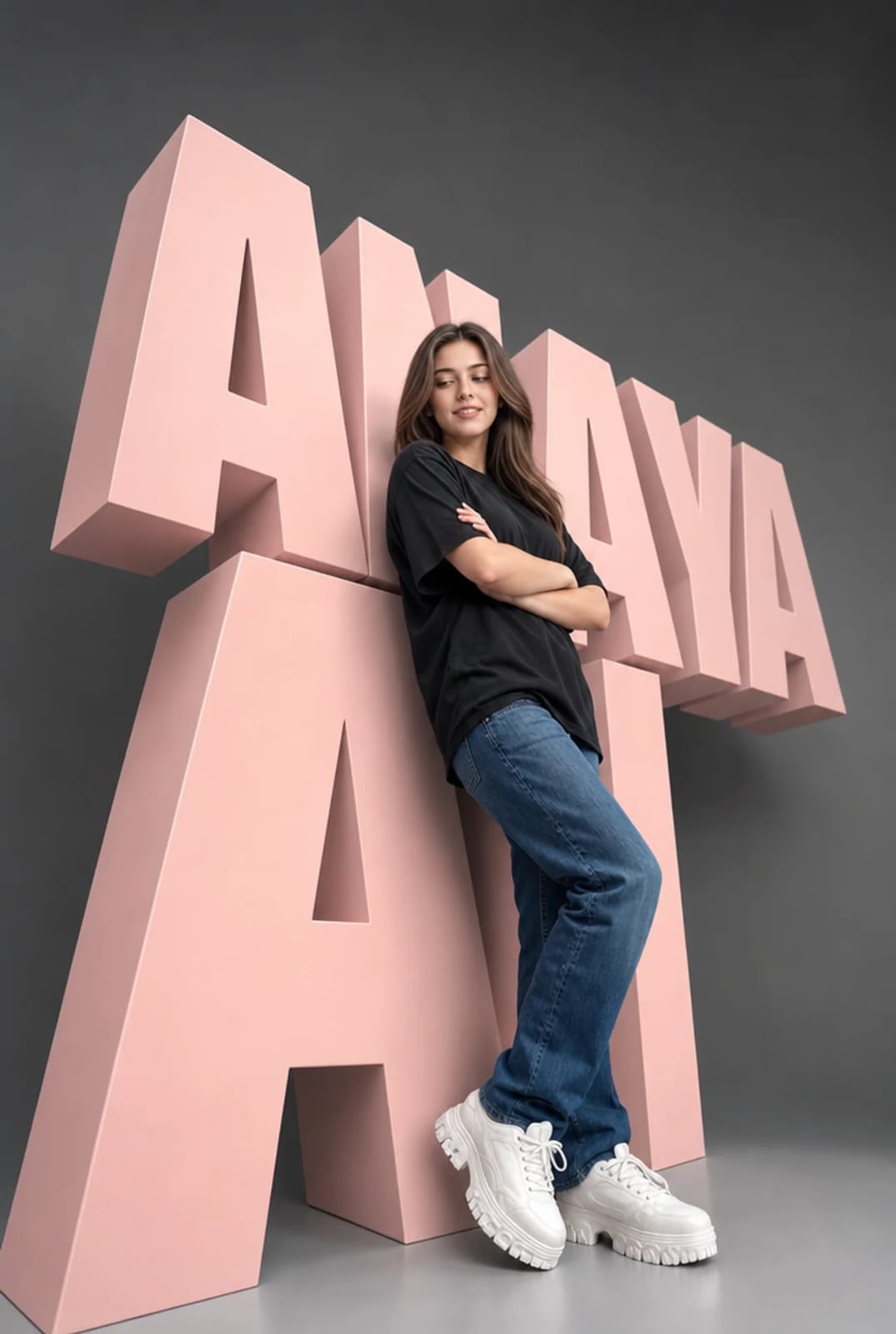 极简街头风大型立体文字人像摄影 / Minimalist Streetwear Architectural Typography Portrait,人像与摄影,人像、电影感、时尚,案例输出图 1