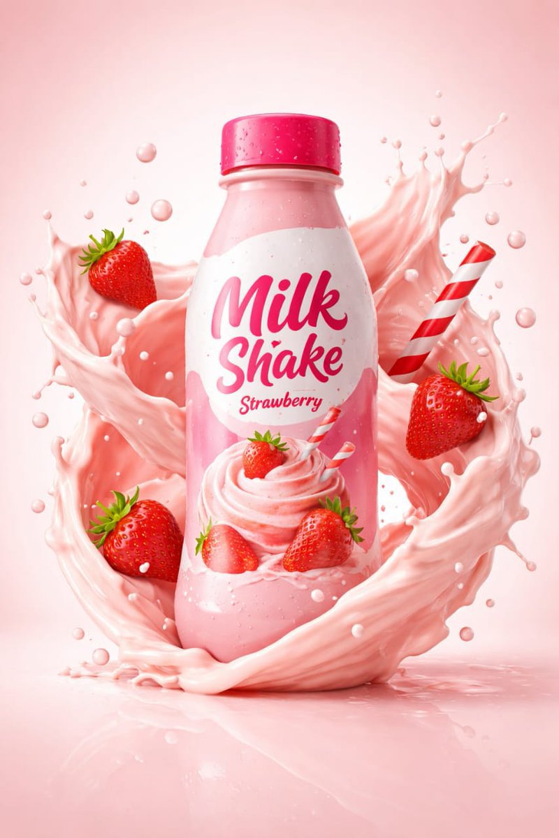 专业影棚奶昔瓶产品摄影动态液滴 / Professional Milk Shake Bottle Product Photography,人像与摄影,人像、电影感、海报,案例输出图 1
