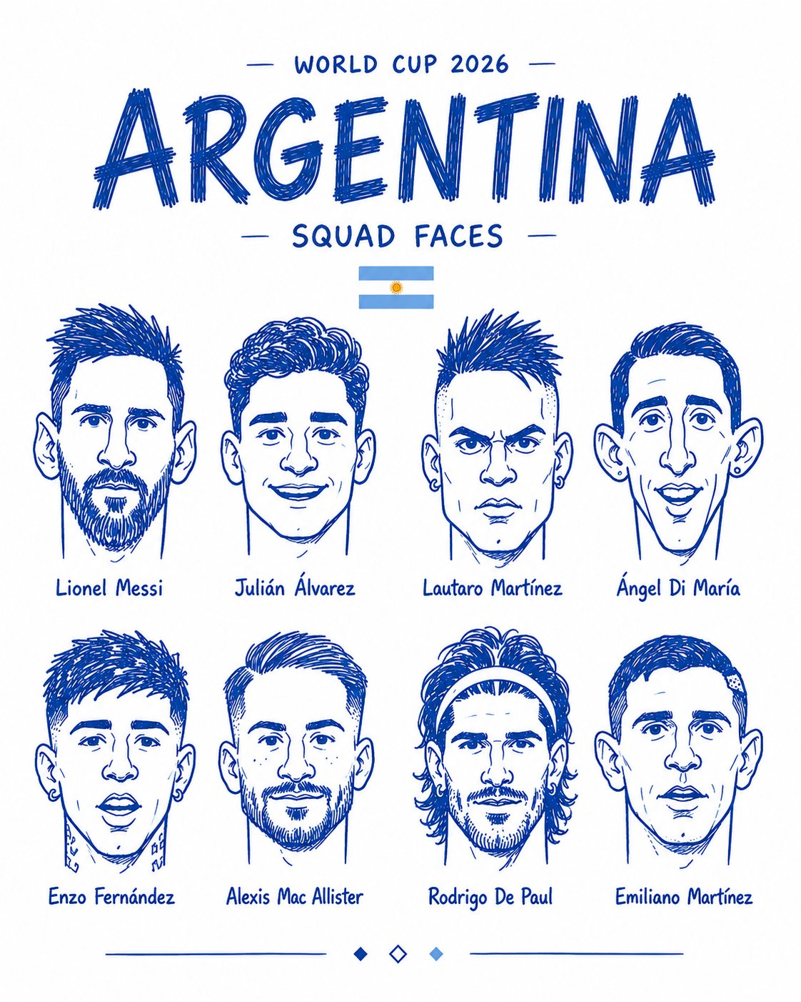 2026世界杯国家队涂鸦名单海报 / World Cup 2026 Doodle Roster Poster,人像与摄影,人像、时尚、海报,案例输出图 1