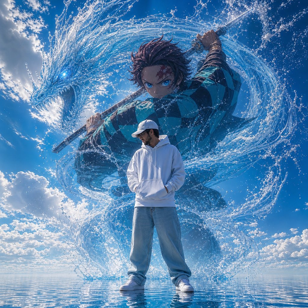 超写实奇幻海洋人像与动漫水战士守护灵 / Ultra Realistic Fantasy Ocean Portrait Anime Water Warrior,角色设计,人像、电影感、海报,案例输出图 1