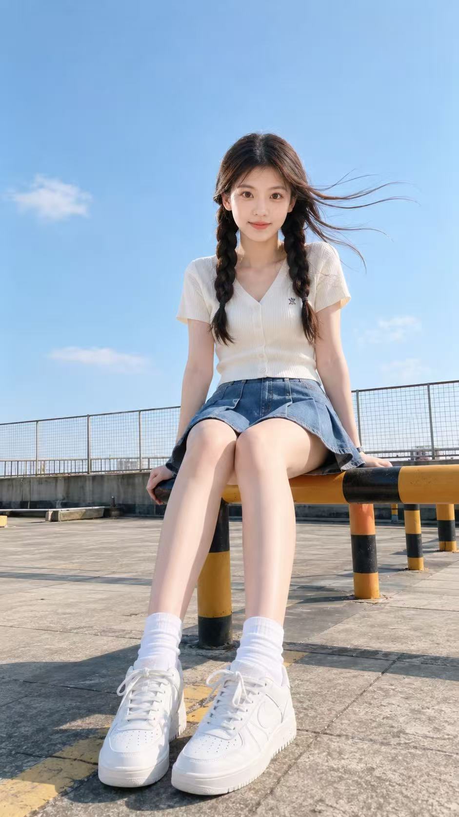 都市天台工业风写实人像摄影 / Urban Rooftop Industrial Portrait Photography，角色设计，人像、电影感、时尚，案例输出图 1