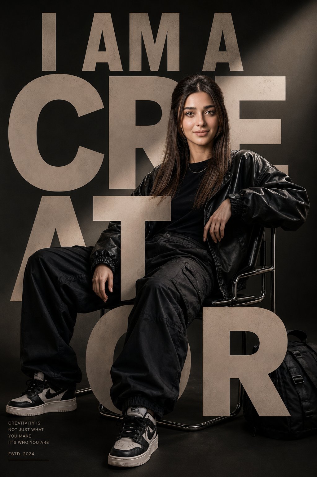 高端奢侈街头时尚社论风格海报 / Luxury Streetwear Fashion Editorial Poster,人像与摄影,人像、电影感、时尚,案例输出图 1