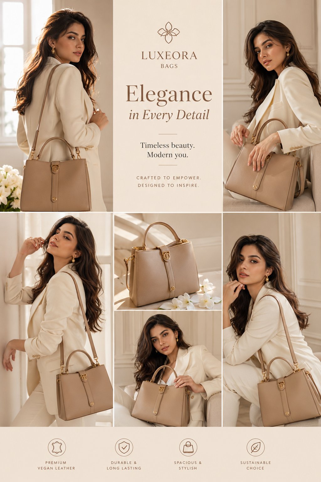 极奢时尚广告拼贴画女模手包 / Ultra Luxury Fashion Ad Collage Female Model Handbag，人像与摄影，人像、电影感、时尚，案例输出图 1