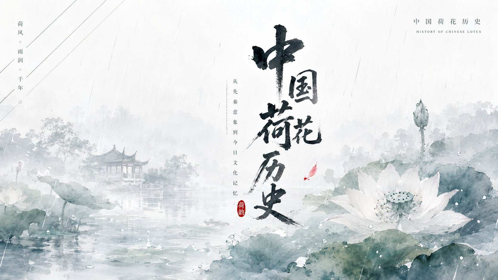 荷花清透书写感知识图鉴 / Lotus Clear Calligraphic Knowledge Infographic,角色设计,角色、城市视觉、水彩,案例输出图 1