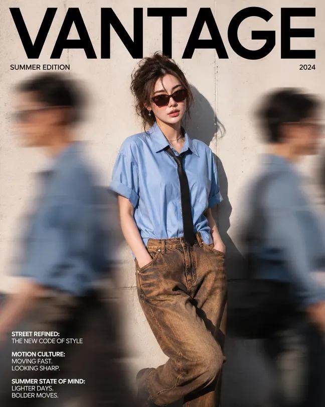 VANTAGE高端时尚杂志封面街头摄影 / Vantage High End Fashion Magazine Cover Street Style，人像与摄影，人像、电影感、时尚，案例输出图 1