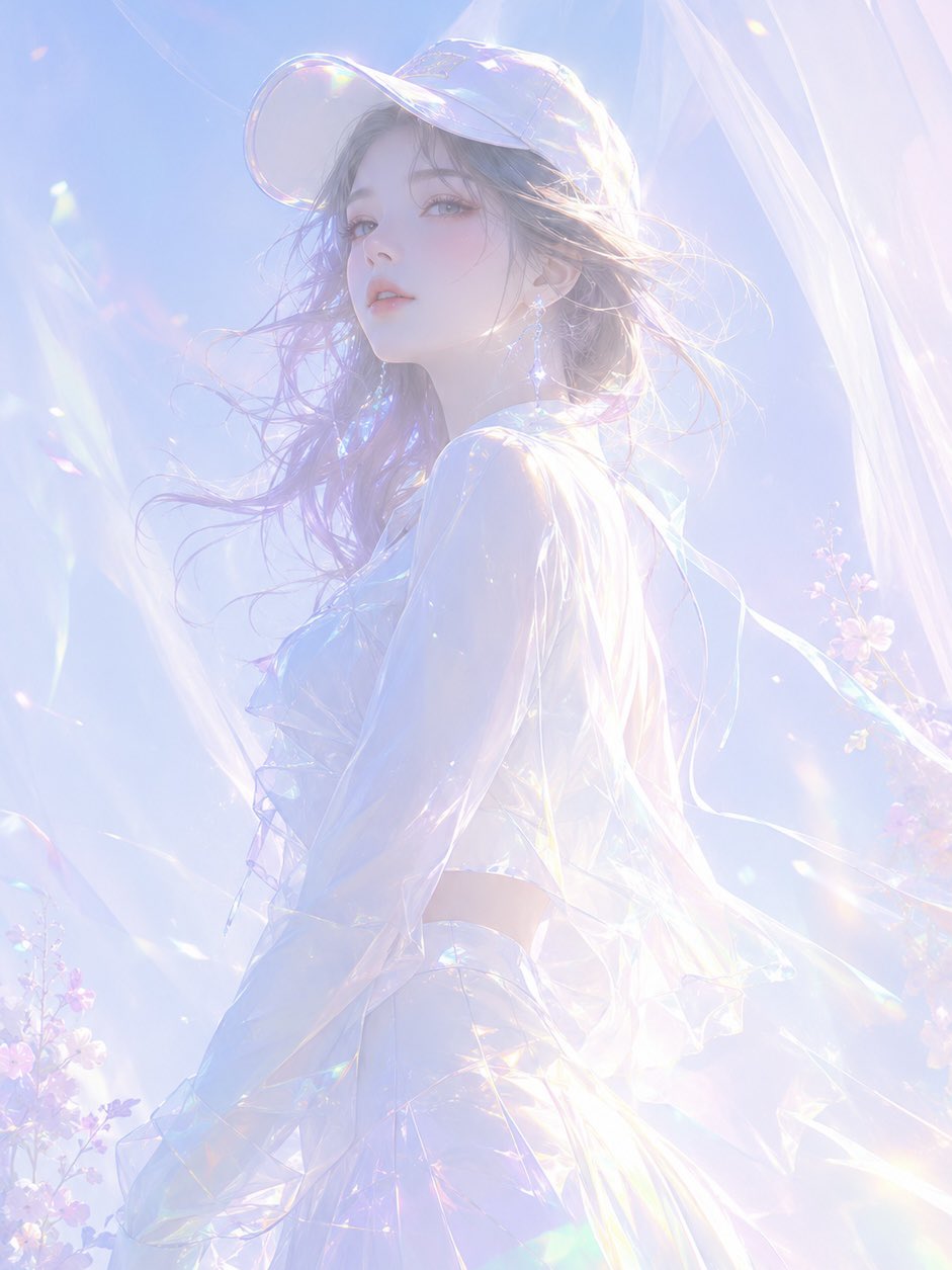 梦幻虹彩柔光半写实插画 / Dreamy Iridescent Soft Light Illustration，人像与摄影，人像、时尚、插画，案例输出图 1