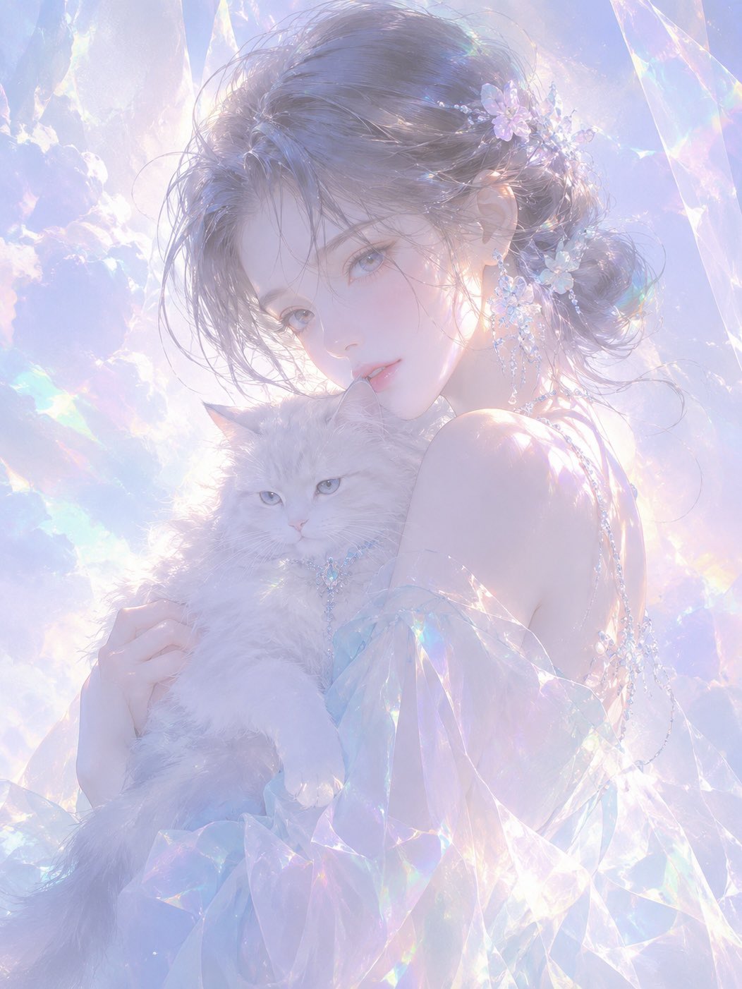 梦幻虹彩柔光半写实插画 / Dreamy Iridescent Soft Light Illustration，人像与摄影，人像、时尚、插画，案例输出图 2