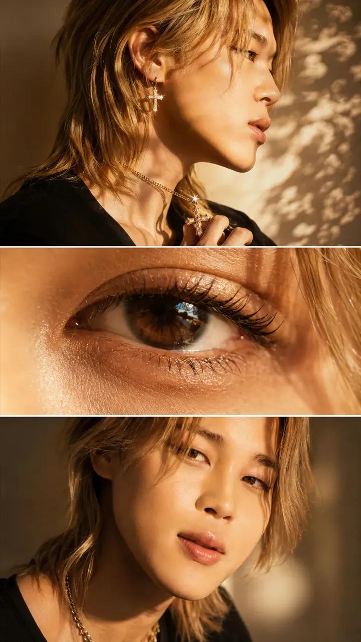 超写实奢华美妆杂志三栏拼图 / Ultra Realistic Luxury Beauty Editorial Collage,人像与摄影,人像、电影感、时尚,案例输出图 1