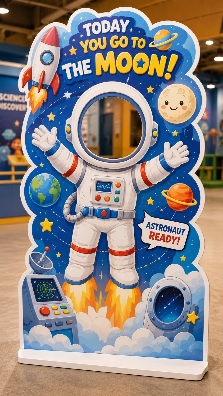 商业快闪互动挖脸拍照立牌设计 / Interactive Face In Hole Photo Standee Prompt，角色设计，海报、截图、角色，案例输出图 2