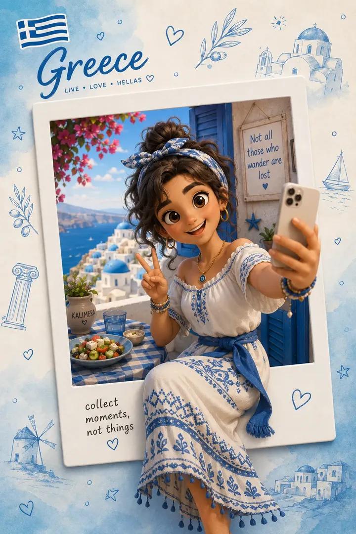 3D皮克斯风可爱国家旅行海报 / Premium 3d Pixar Style Travel Poster，角色设计，人像、电影感、时尚，案例输出图 2