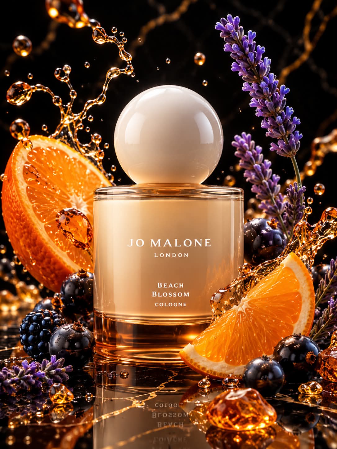 橙片薰衣草琥珀树脂黑金大理石写实构图 / Dynamic Orange Slices And Lavender Composition,人像与摄影,人像、电影感、人像与摄影,案例输出图 1