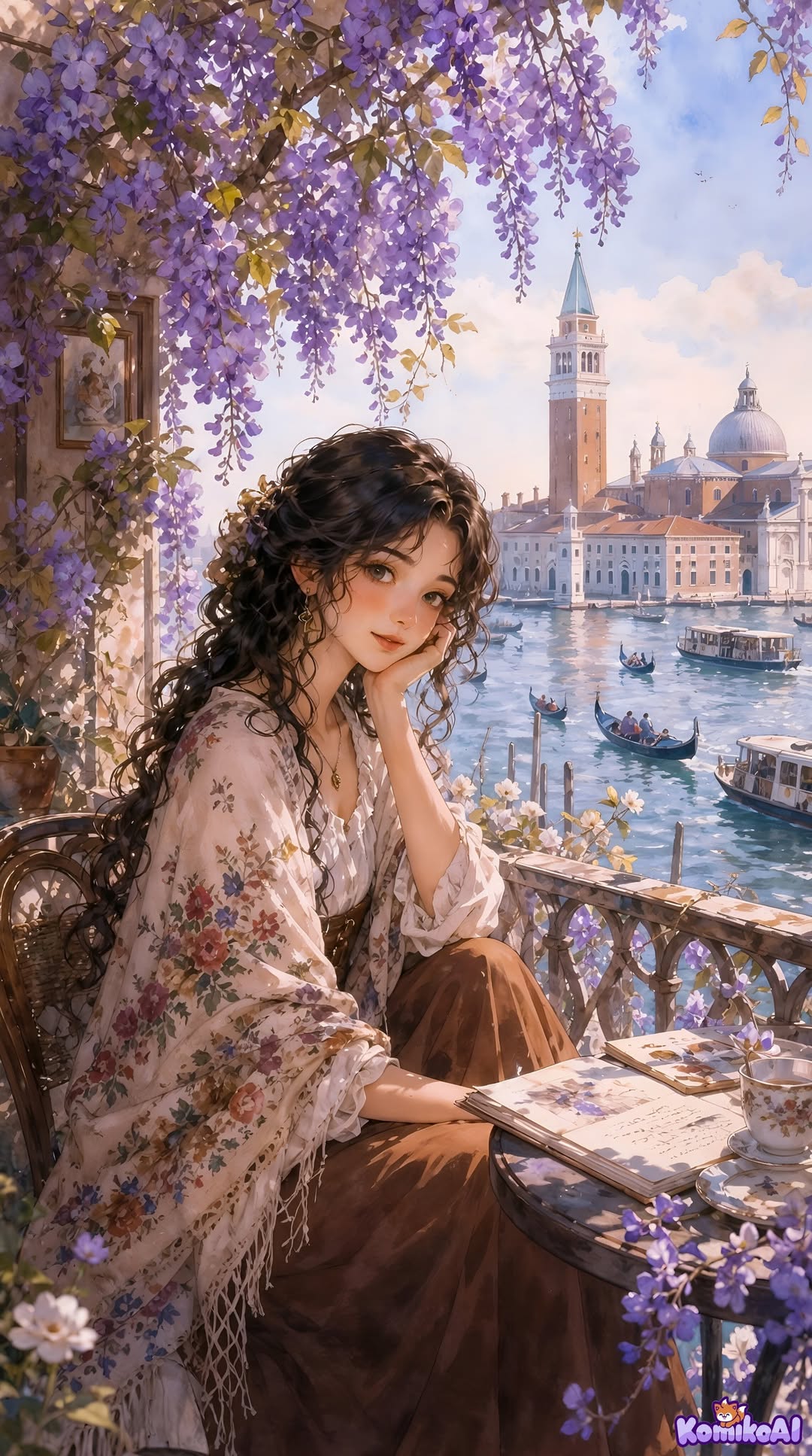 梦幻动漫风欧洲乡村繁花少女 / Dreamy Anime Inspired Vintage Woman European Countryside,角色设计,电影感、角色、二次元,案例输出图 1