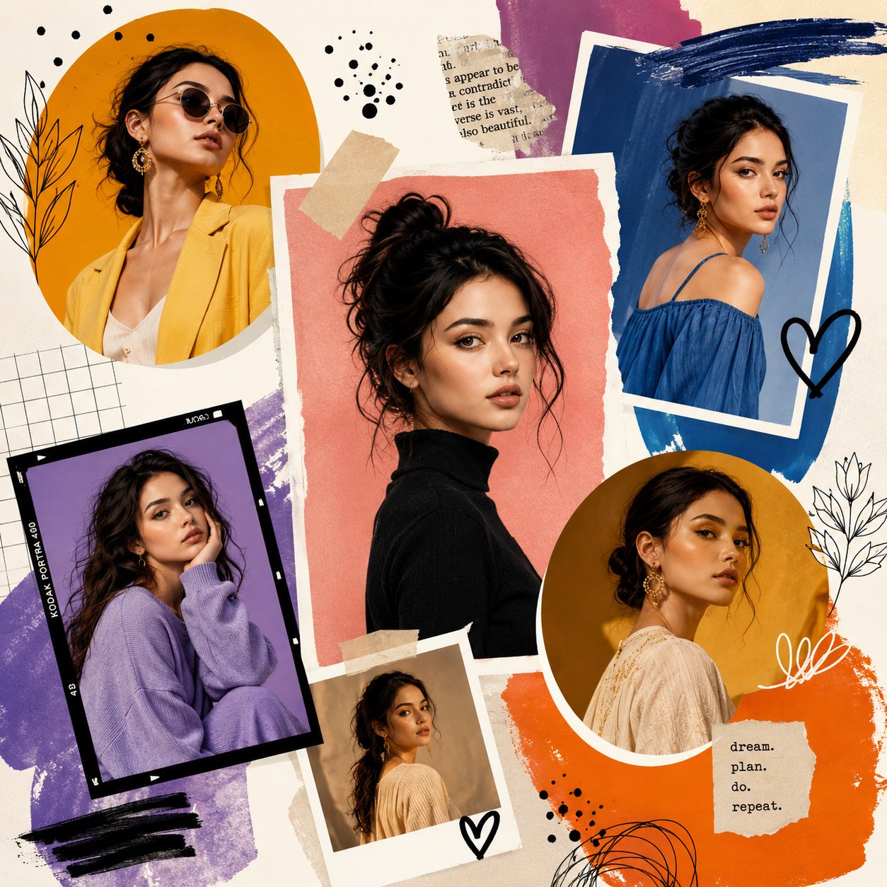 4K时尚社论剪贴簿拼贴 / 4k Editorial Scrapbook Fashion Collage,人像与摄影,人像、时尚、海报,案例输出图 1