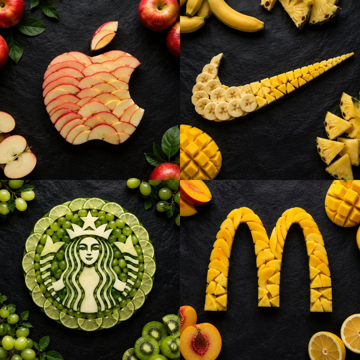鲜果切片创意品牌标志网格海报 / Premium Fruit Slice Brand Logo Grid Poster,人像与摄影,人像、海报、插画,案例输出图 1