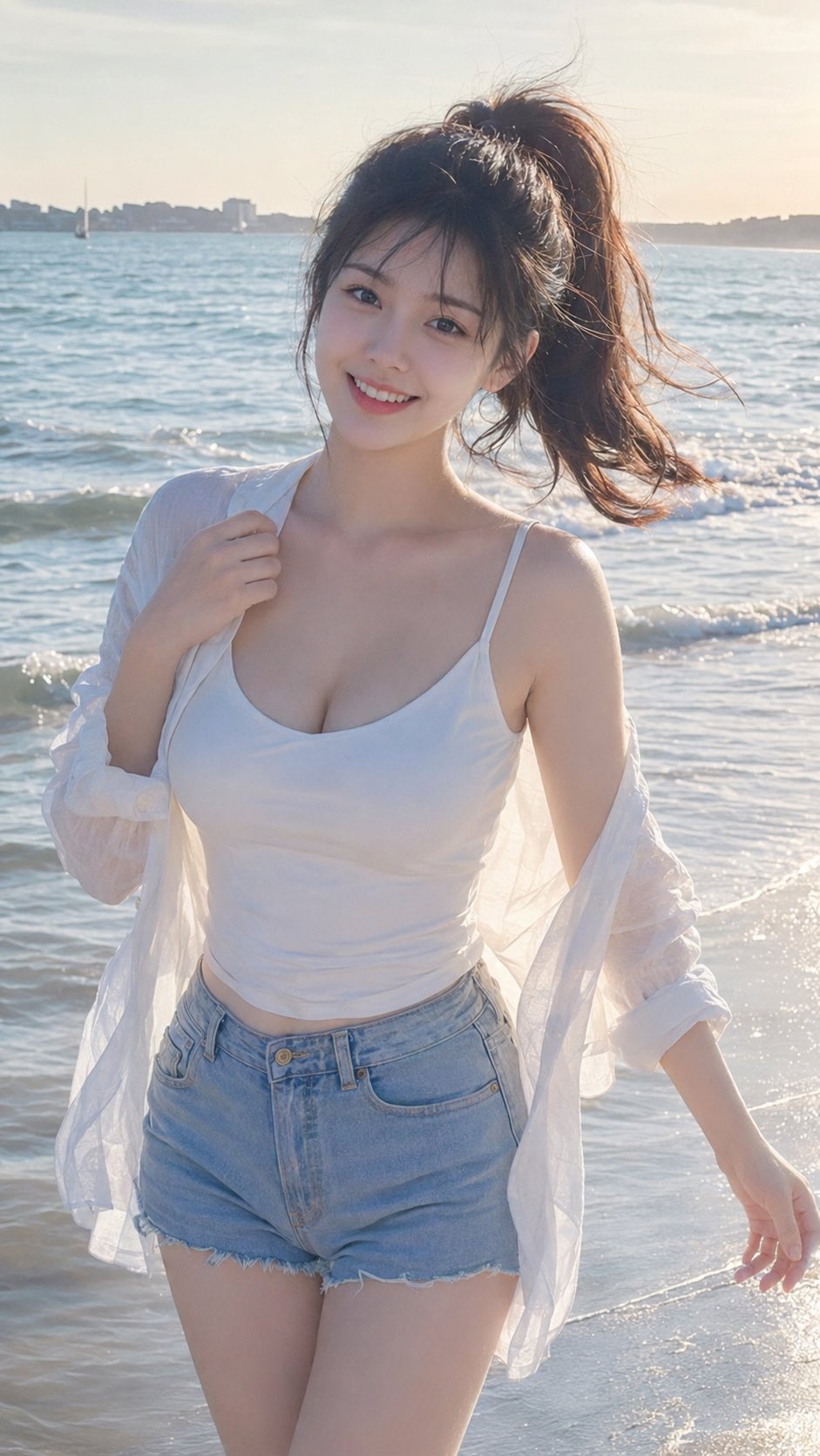 海边元气柔光CCD风夏日写真 / Seaside Energetic Soft Light Ccd Summer Portrait，角色设计，人像、角色、竖版，案例输出图 2