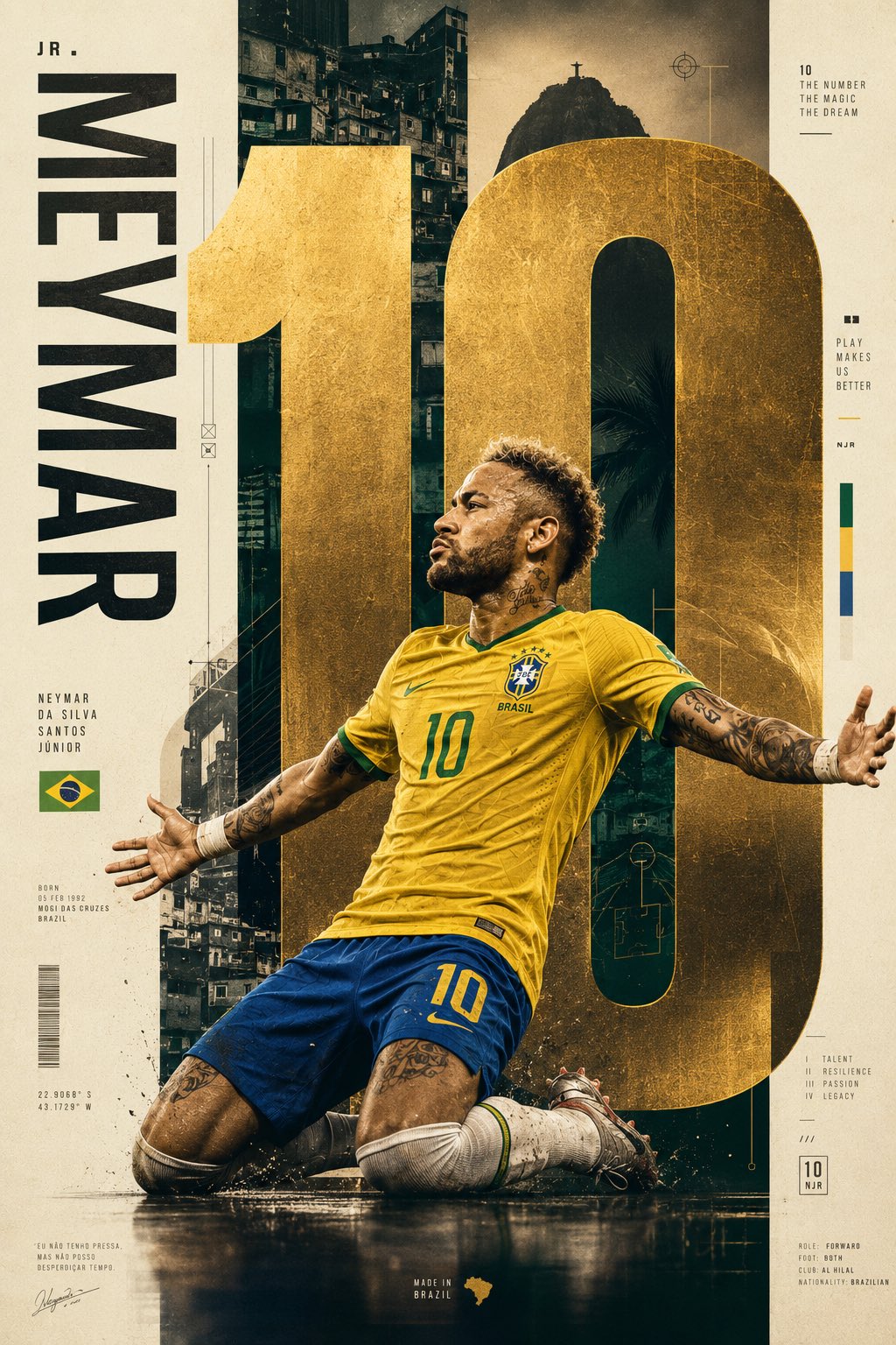 内马尔巴西国家队高端体育海报设计 / Neymar Jr Behance Sports Poster Design，人像与摄影，35mm、人像、时尚，案例输出图 2