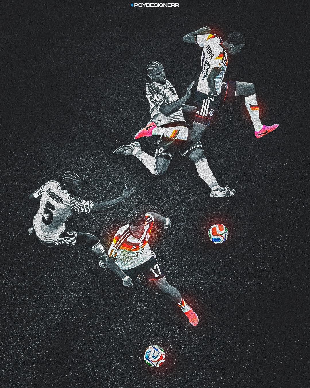 极简足球海报暗黑电影感体育画报 / Ultra Stylized Football Poster Cinematic Sports Art，角色设计，35mm、霓虹、电影感，案例输出图 2