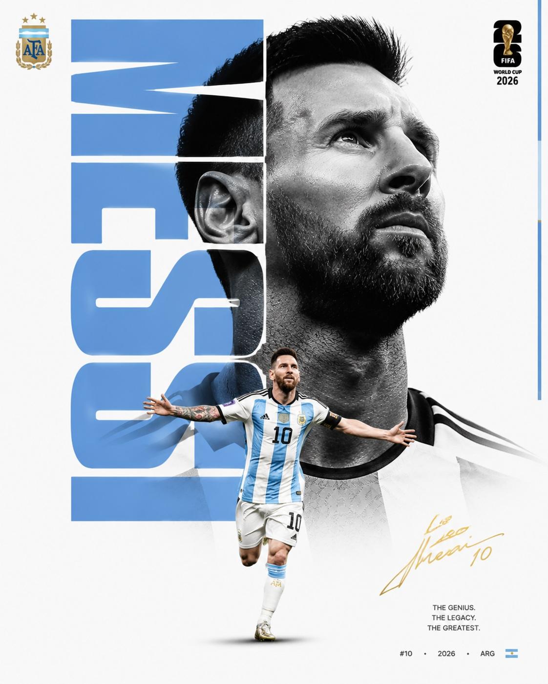 梅西世界杯高端奢华极简主义运动海报 / Luxurious Fifa World Cup Messi Poster，模型对比与社区，人像、电影感、时尚，案例输出图 2