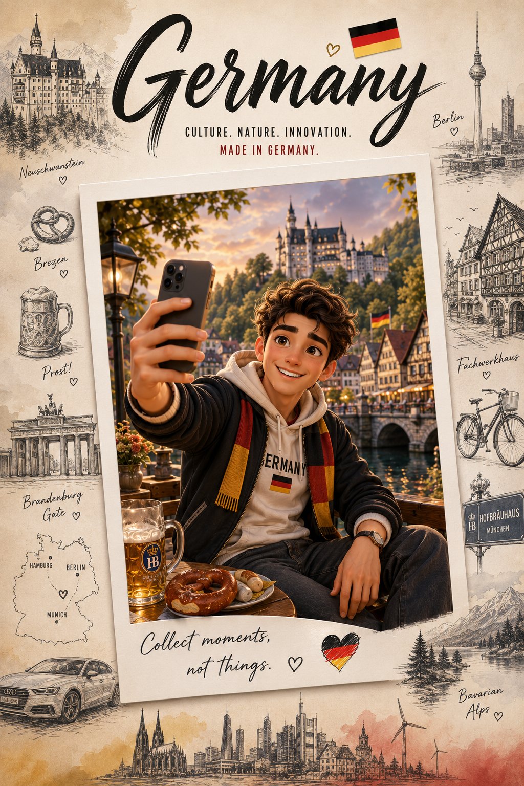 3D卡通皮克斯风格国家主题旅行海报 / 3d Pixar Style Collectible Country Travel Poster，角色设计，人像、电影感、时尚，案例输出图 2