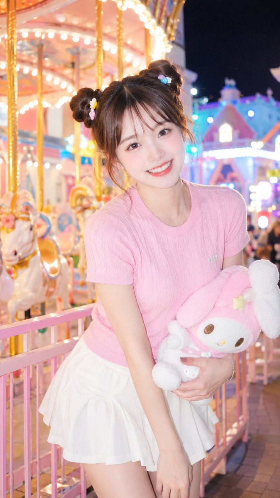 柔光CCD风多巴胺元气双丸子头少女 / Soft Light Ccd Style Dopamine Energetic Portrait，角色设计，人像、角色、竖版，案例输出图 2