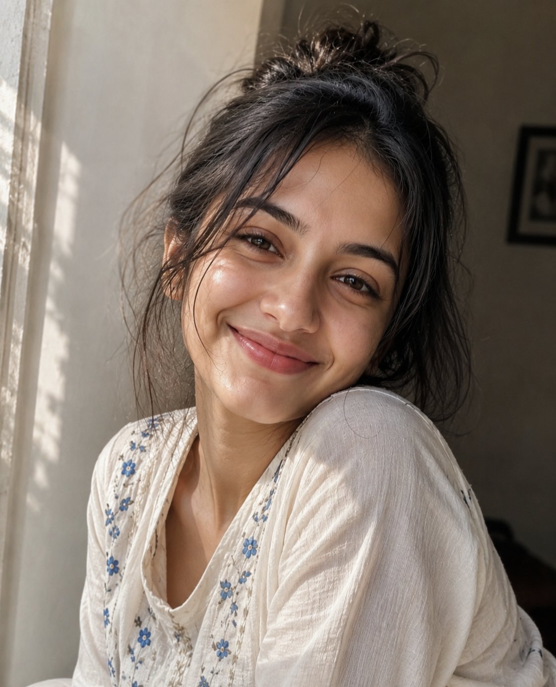 温暖笑容的南亚女子室内人像 / Young South Asian Woman Indoor Portrait,人像与摄影,人像、人像与摄影,案例输出图 1