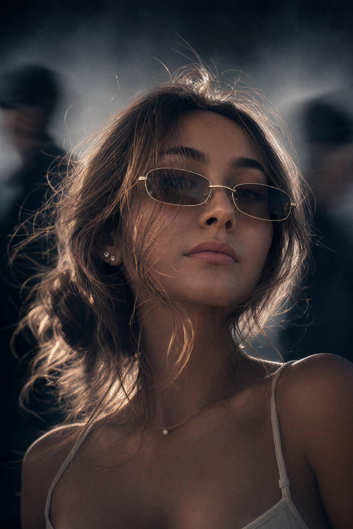 动感模糊人影深蓝灰调极简时尚肖像 / Cinematic Fashion Portrait Motion Blur Pedestrians，人像与摄影，人像、电影感、时尚，案例输出图 1