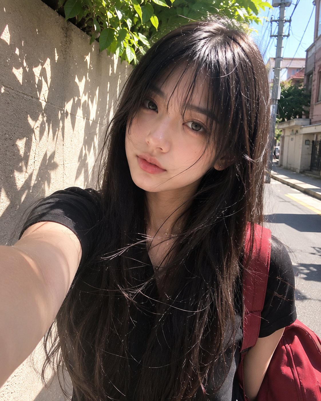 阳光下的红书包日本少女人像 / Japanese Girl Red Backpack Street Photography,人像与摄影,人像、时尚、人像与摄影,案例输出图 1