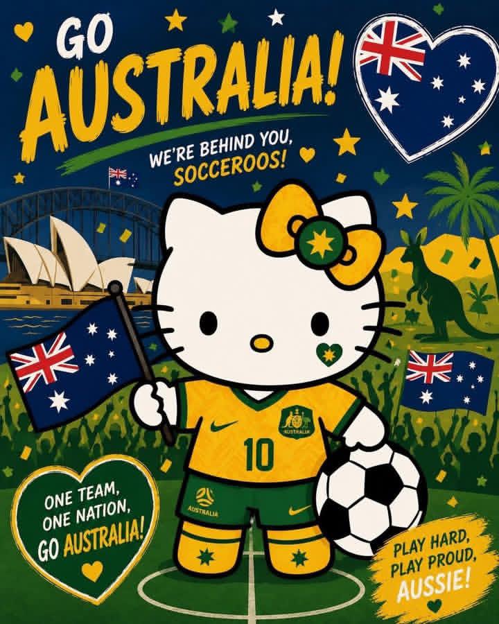 巴西足球粉丝凯蒂猫卡通插画 / Hello Kitty Brazil Football Supporter Illustration,角色设计,海报、插画、角色,案例输出图 1