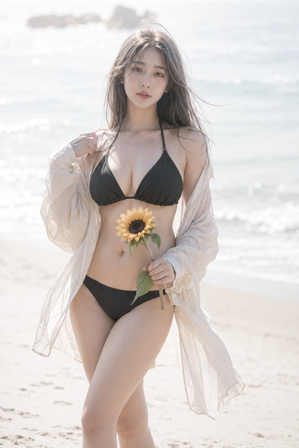 梦幻日系夏日海边人像写真 / Dreamy Japanese Summer Seaside Portrait Aesthetic,人像与摄影,35mm、人像、电影感,案例输出图 1