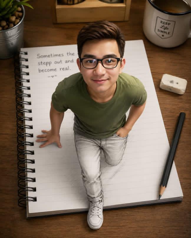 少女走出螺旋笔记本的3D创意插画 / Creative 3d Illusion Girl Notebook Artwork，海报与插画，海报、插画、海报与插画，案例输出图 1