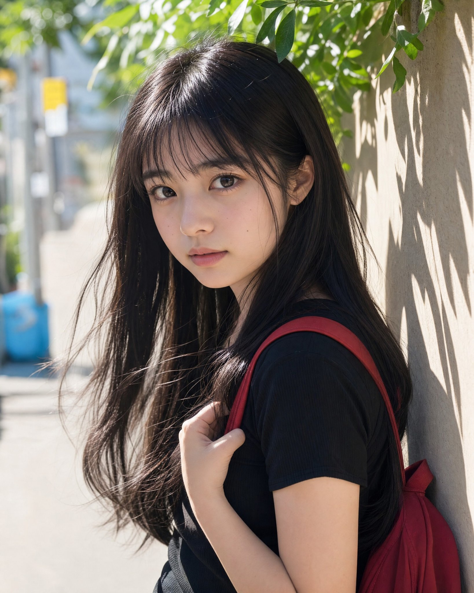 户外系发髻的东亚女子人像摄影 / Young East Asian Woman Tying Hair Bun Outdoor Portrait,人像与摄影,人像、人像与摄影,案例输出图 1