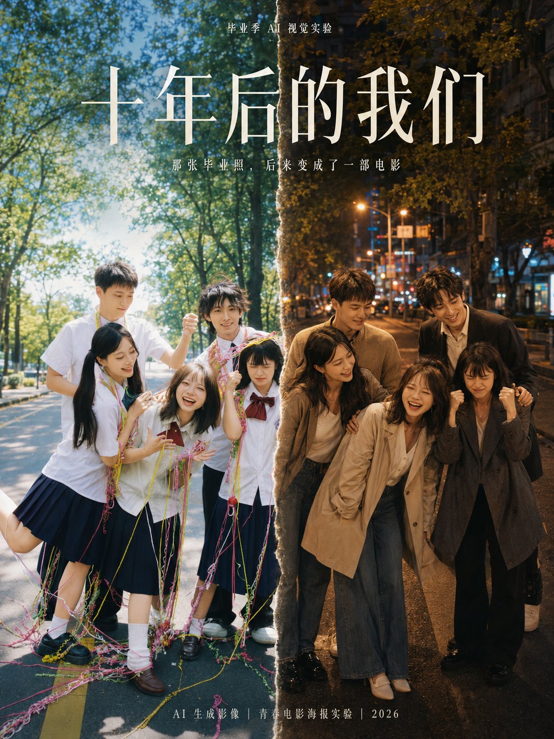 十年后的我们毕业照电影海报重绘 / Ten Years Later Graduation Photo Movie Poster，角色设计，35mm、海报、角色，案例输出图 2