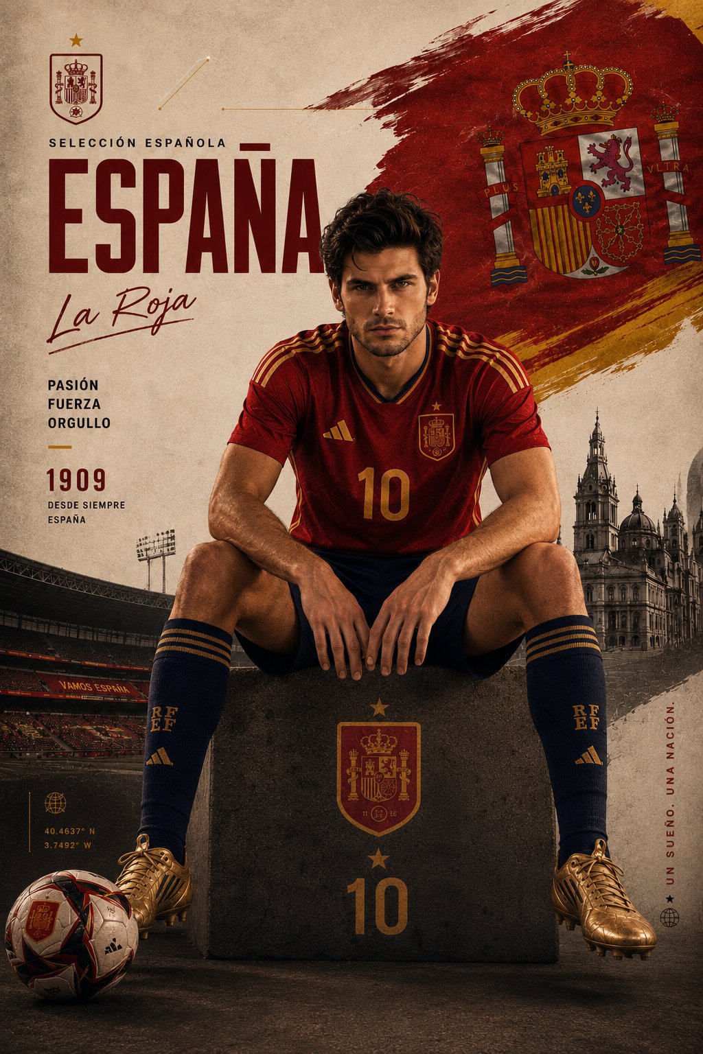 电影级西班牙球星运动海报 / Ultra Cinematic Spanish Football Advertising Poster,人像与摄影,人像、电影感、海报,案例输出图 1