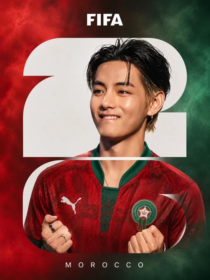 BTS成员摩洛哥国家队足球海报设计 / Bts Member Morocco Fifa Football Poster Design,角色设计,人像、海报、角色,案例输出图 1