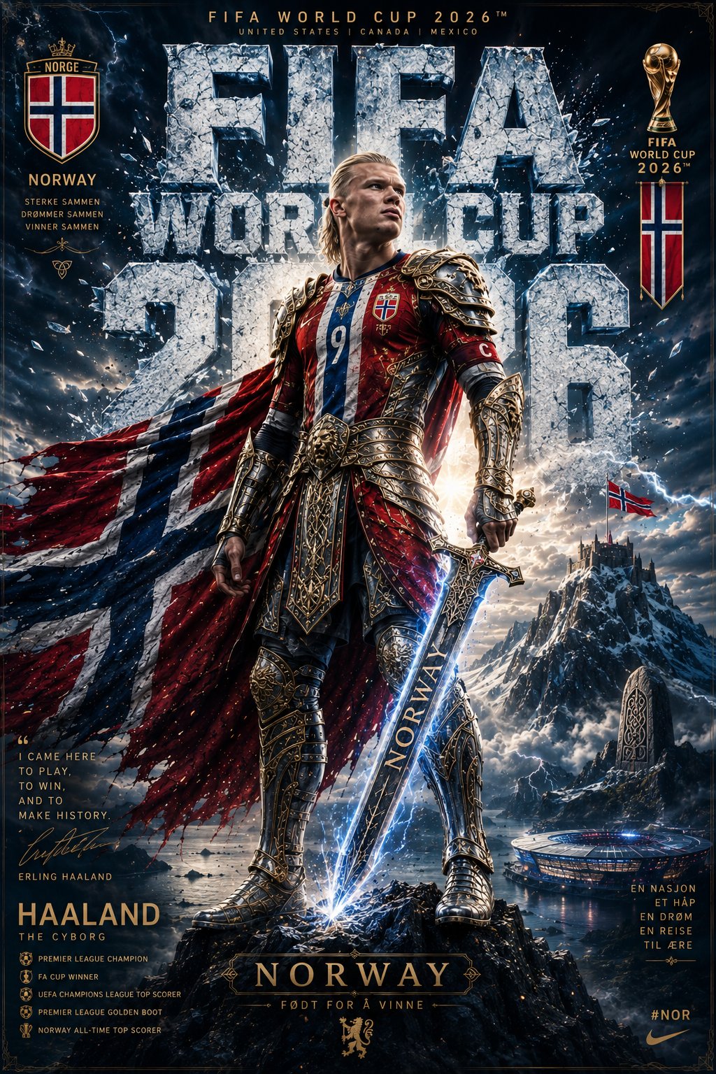 2026世界杯球员中世纪传奇骑士海报 / 2026 Fifa World Cup Player Medieval Knight Poster，人像与摄影，人像、电影感、海报，案例输出图 2