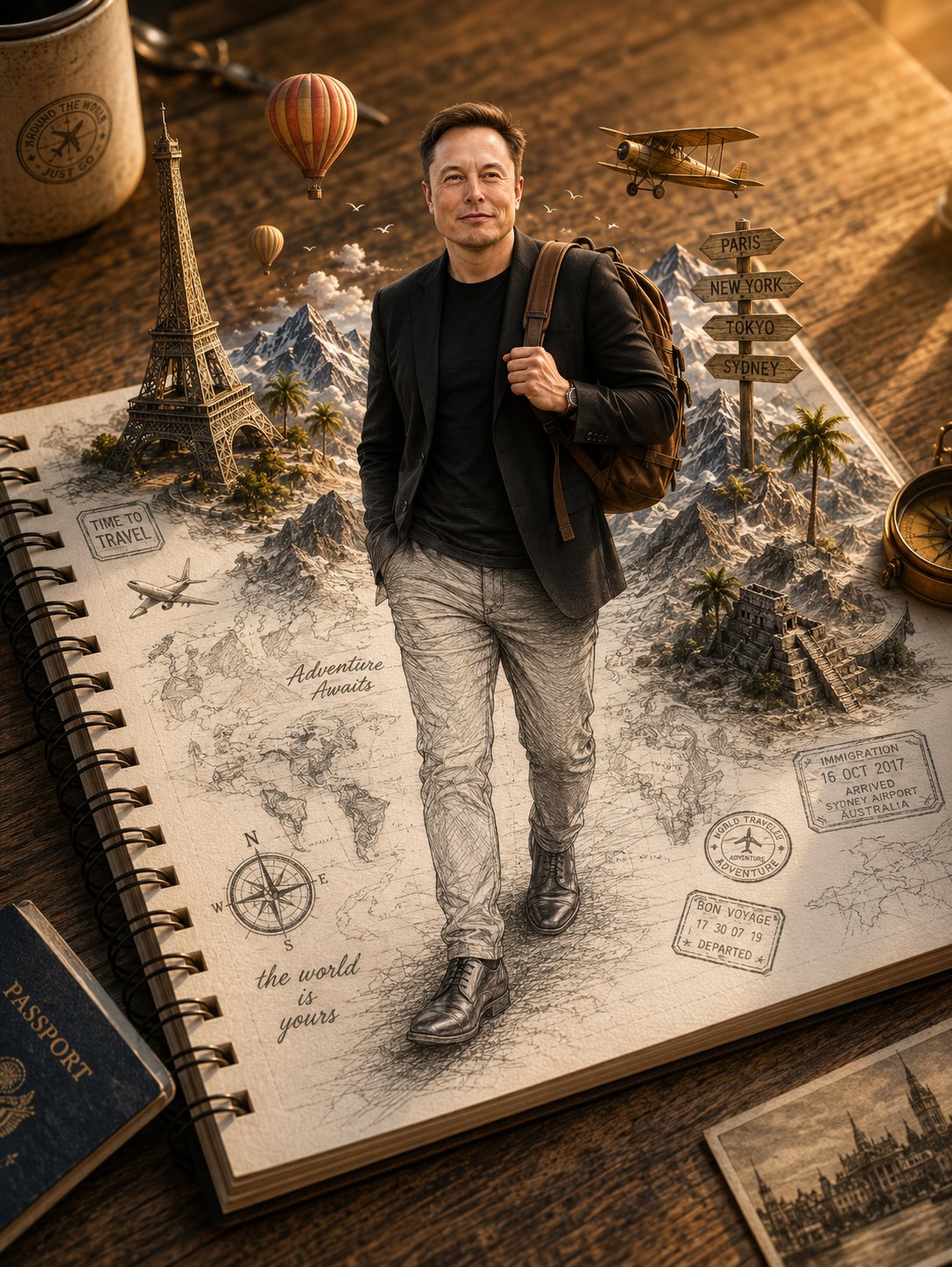超写实旅行者笔记本3D幻觉艺术 / Ultra Realistic 3d Traveler Notebook Illusion，角色设计，电影感、角色、城市视觉，案例输出图 2