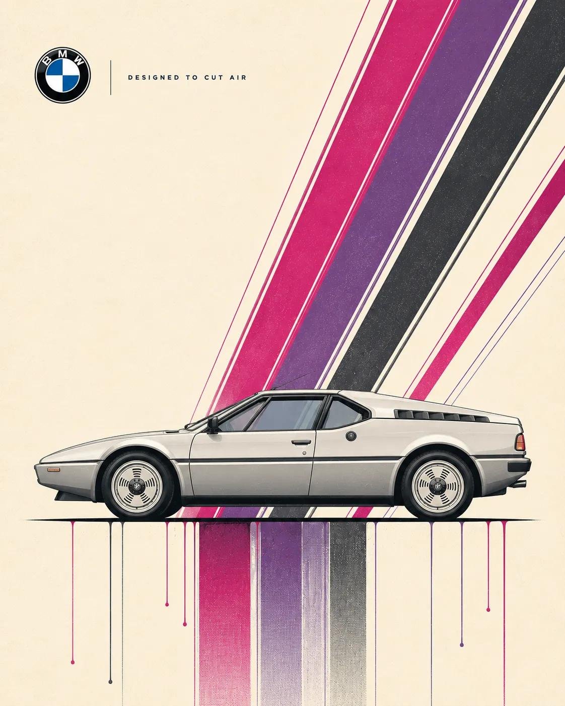 瑞士现代主义风格极简汽车插画海报 / Swiss Modernist Automotive Poster Design，海报与插画，海报、插画、极简，案例输出图 2