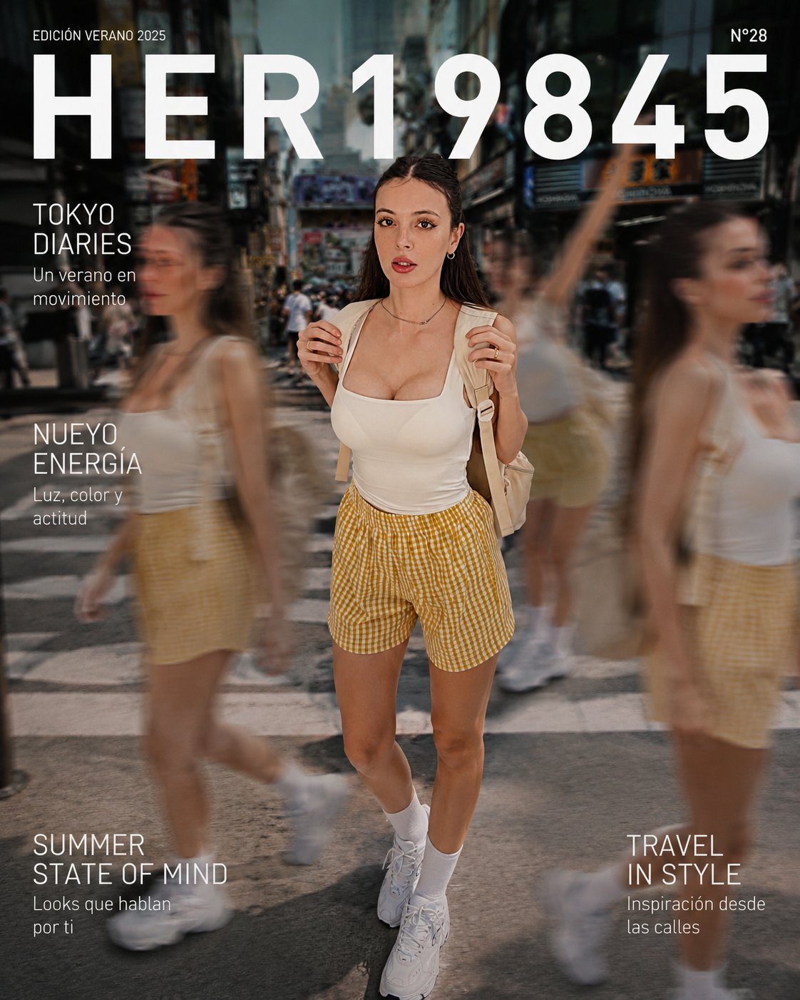 超写实极简主义动态人像时尚杂志封面 / Ultra Realistic Minimalist Fashion Magazine Cover Motion Effect,人像与摄影,人像、电影感、时尚,案例输出图 1