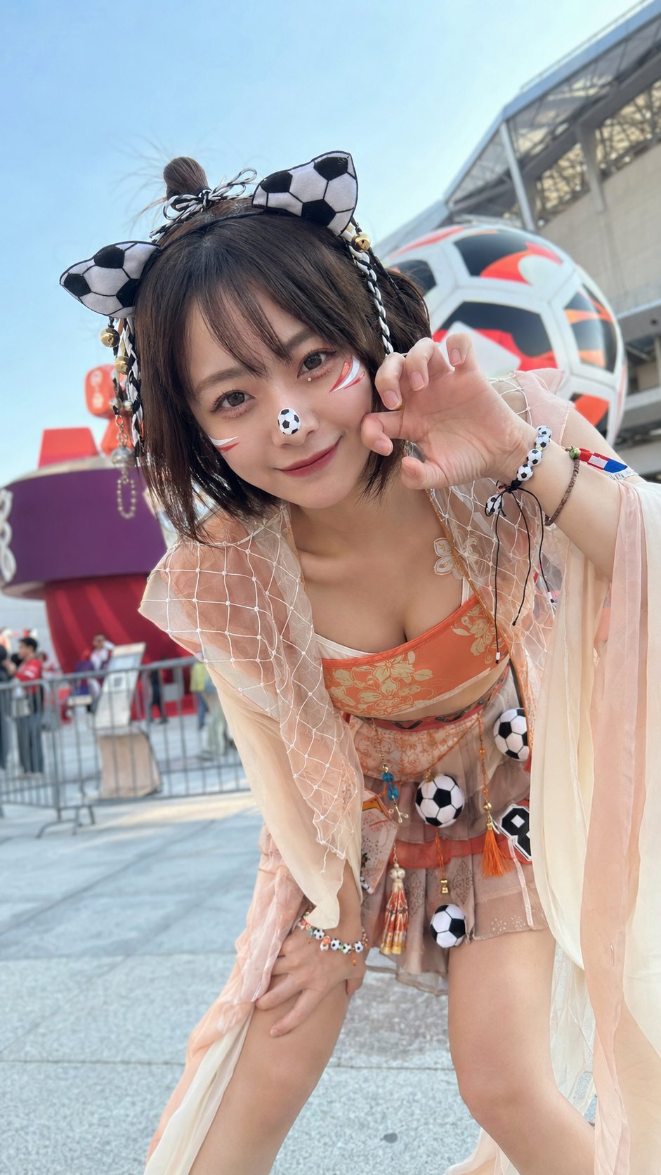 世界杯古风搞怪可爱足球宝贝人像 / World Cup Ancient Style Quirky Japanese Soccer Baby,角色设计,人像、角色、品牌,案例输出图 1
