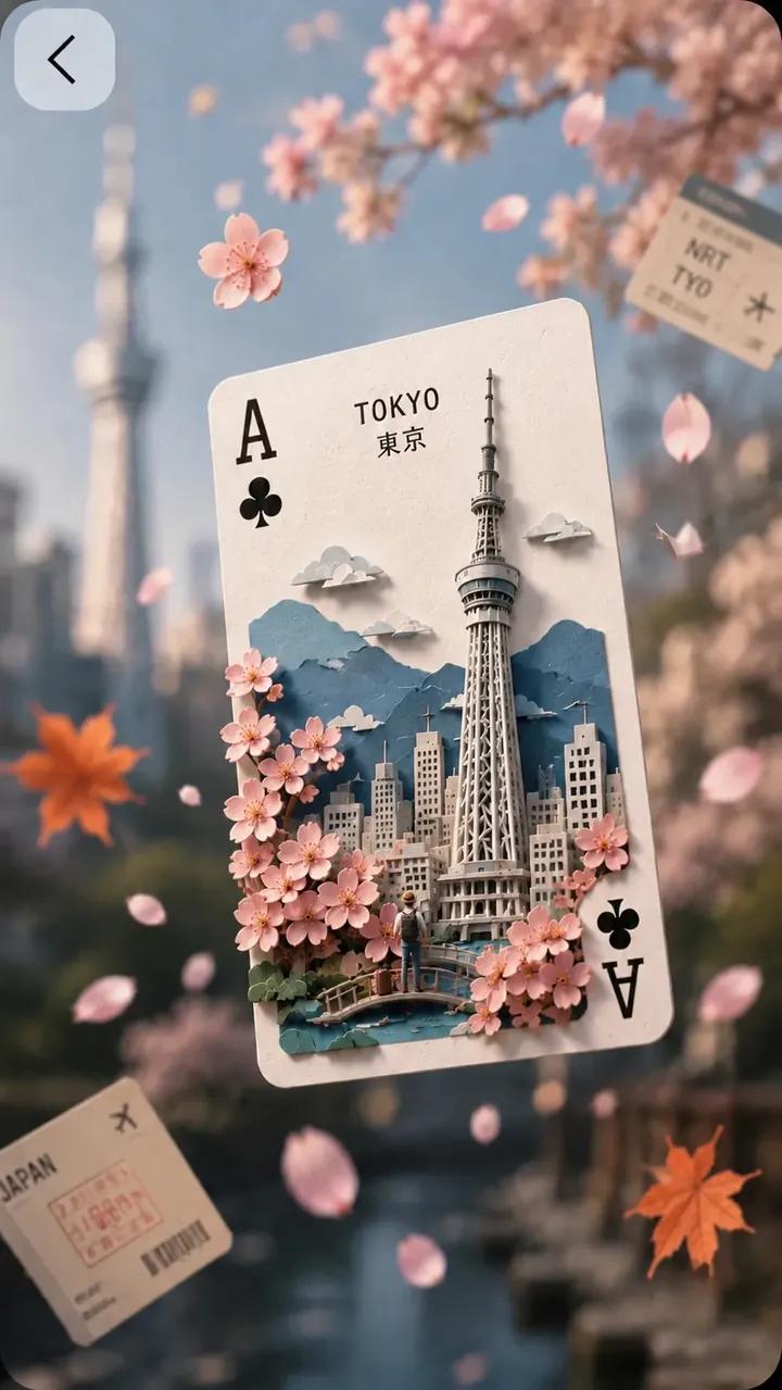 日本箱根黑桃J立体纸雕奇幻旅行海报 / Hakone Fantasy Travel Poster Jack Spades Paper Cut，角色设计，电影感、时尚、海报，案例输出图 1