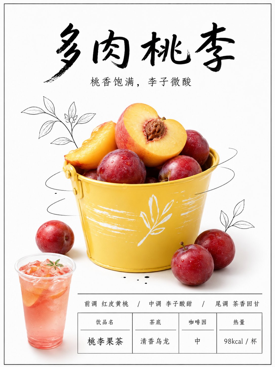 新茶饮极简水果灯箱菜单海报 / New Tea Drink Minimalist Fruit Menu Poster,UI 与社交媒体截图,海报、插画、UI,案例输出图 1