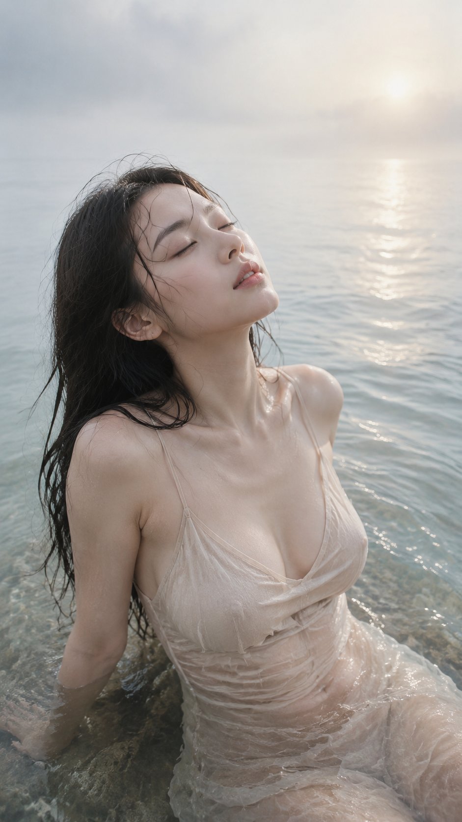 电影感液体沉默东亚女性肖像 / Cinematic Liquid Silence Portrait East Asian Woman，人像与摄影，人像、电影感、时尚，案例输出图 1