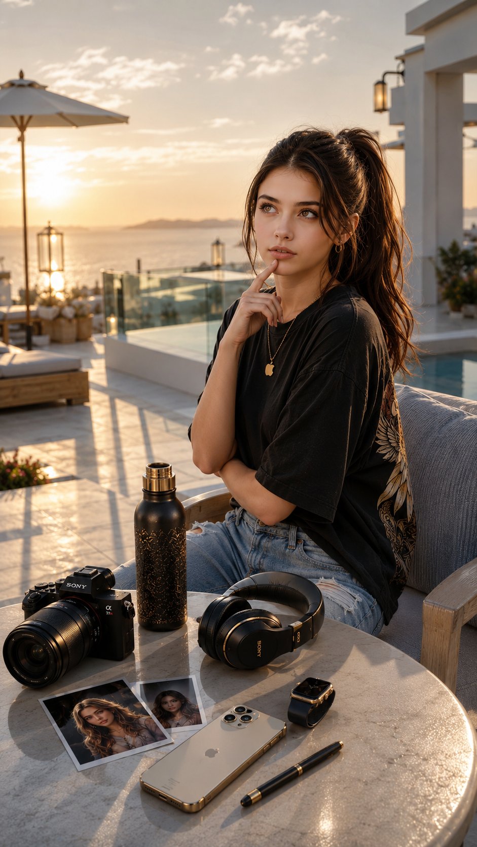 超写实IMAX奈飞风豪华露台人像 / Ultra Realistic Netflix Style Luxury Terrace Portrait,人像与摄影,35mm、人像、电影感,案例输出图 1