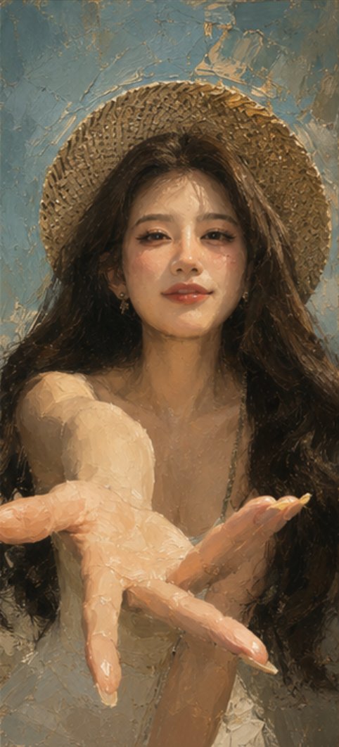 现代艺术馆级时尚油画肖像 / Modern Museum Grade Fashion Oil Portrait Prompt，角色设计，人像、时尚、插画，案例输出图 2